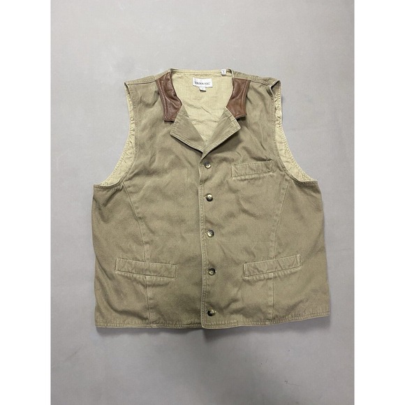 London Fog Other - Vintage London Fog Vest Cotton Genuine Leather Tan/Brown Men's S